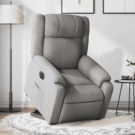 Poltrona reclinável - Poltrona relax elétrica tecido cinzento-claro