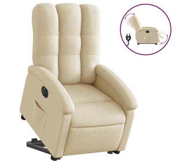 Sillón eléctrico reclinable elevable - sillón relax de tela color crema