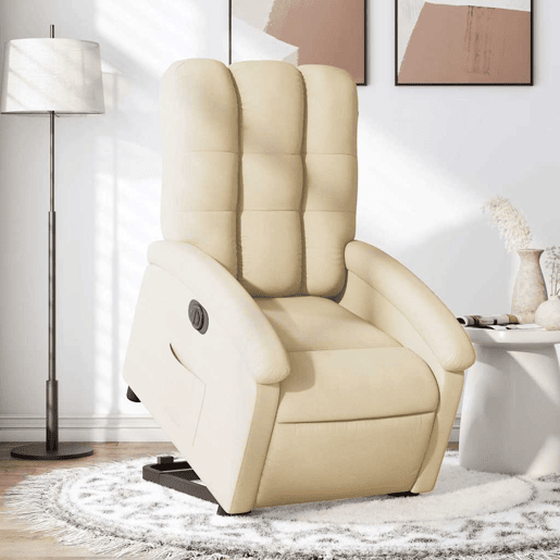 Poltrona reclinável - Poltrona relax elétrica tecido cor creme