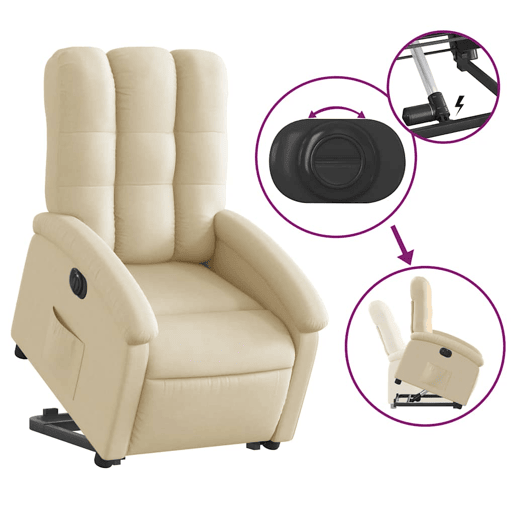 Poltrona reclinável - Poltrona relax elétrica tecido cor creme