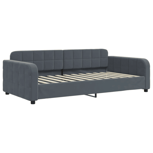 Sofá-cama, Sofá conversível com colchão 90x200 cm veludo cinzento-escuro