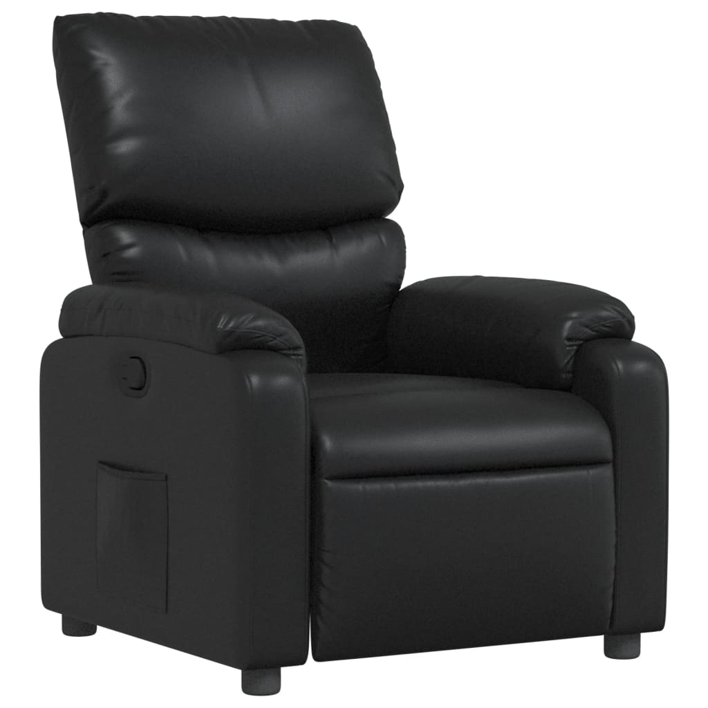 Sillón reclinable - sillón relax de cuero sintético negro