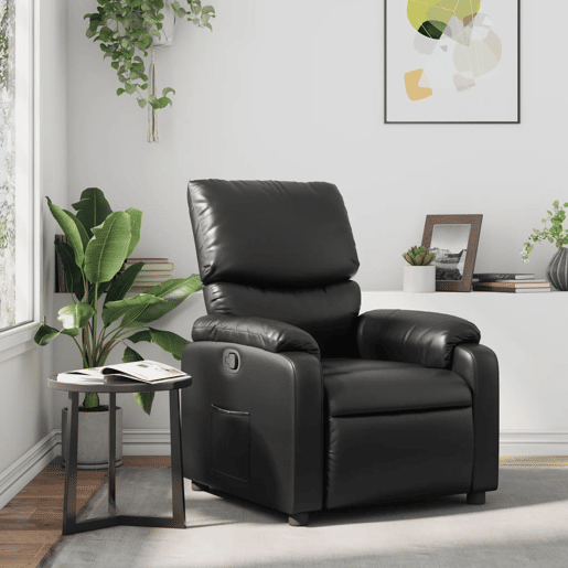 Poltrona reclinável - Poltrona relax couro artificial preto