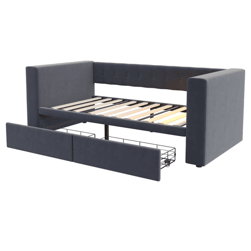 Cama multifuncional 90x190 cm - Com iluminação LED, tomada elétrica, grande espaço de armazenamento - Cinza escuro