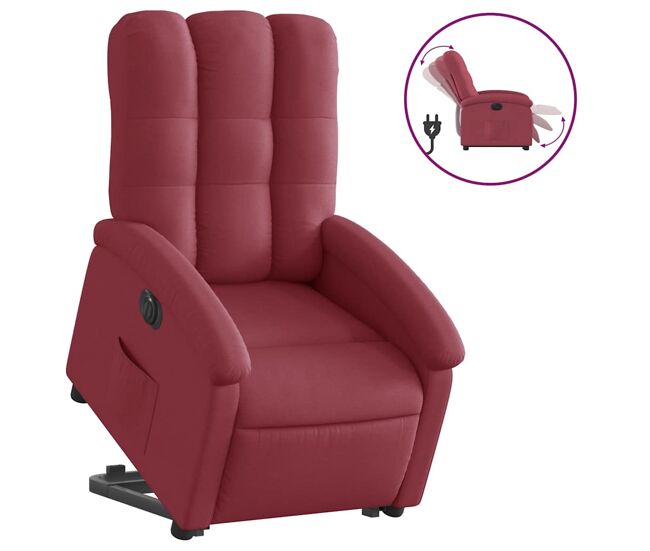Sillón eléctrico reclinable elevable - sillón relax de tela rojo tinto