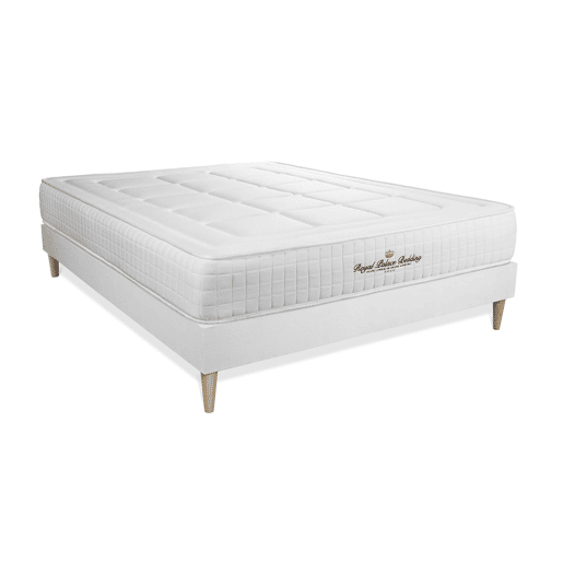 Conjunto de Estrado Branco + Colchão ROYAL PALACE BEDDING Balmoral (130x190 cm - Espuma Viscoelástica- Altura: 24 cm)