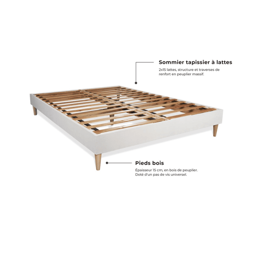 Conjunto de Estrado Branco + Colchão ROYAL PALACE BEDDING Balmoral (130x190 cm - Espuma Viscoelástica- Altura: 24 cm)