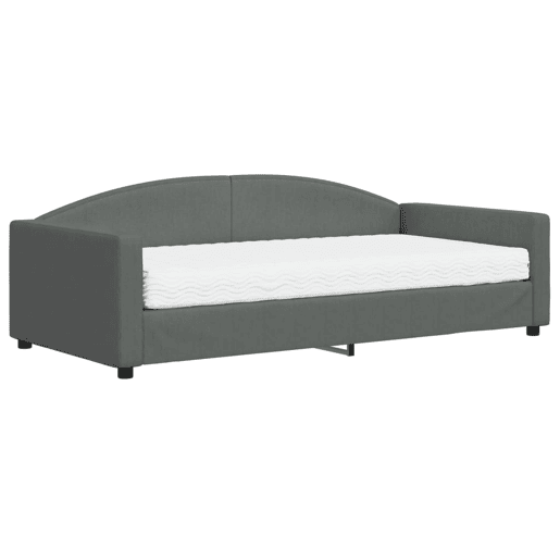 Sofá-cama, Sofá conversível com colchão 100x200 cm tecido cinzento-escuro