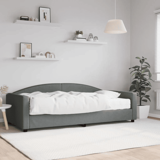 Sofá-cama, Sofá conversível com colchão 100x200 cm tecido cinzento-escuro