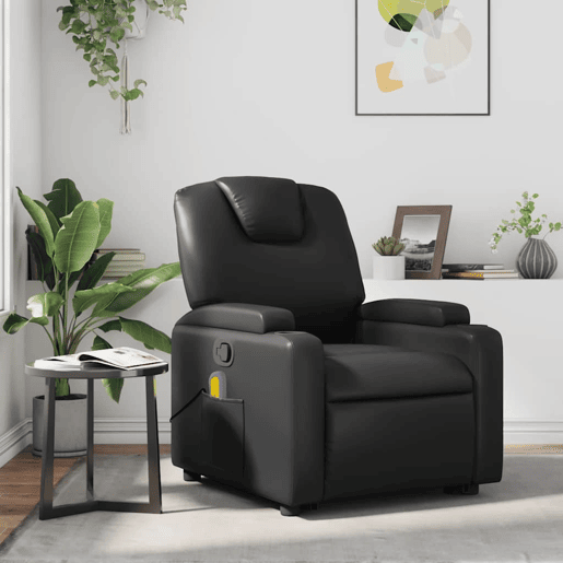 Poltrona de massagens reclinável - Poltrona relax couro artificial preto