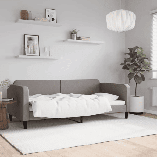 Sofá-cama, Sofá conversível 90x200 cm tecido cinzento-acastanhado