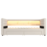 Cama de dia 90x190 cm - Design multifuncional, USB, 2 gavetas, luzes LED - Bege