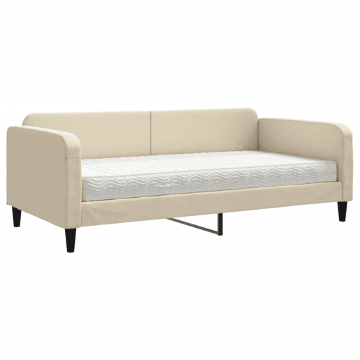 Sofá-cama, Sofá conversível com colchão 100x200 cm tecido cor creme