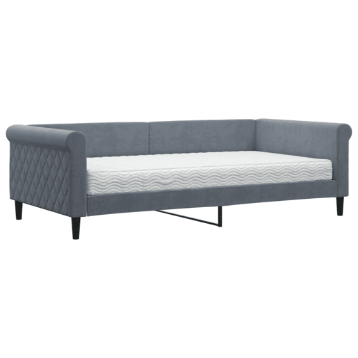 Sofá-cama, Sofá conversível com colchão 100x200 cm veludo cinzento-escuro