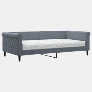 Sofá-cama, Sofá conversível com colchão 100x200 cm veludo cinzento-escuro
