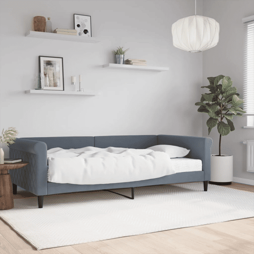 Sofá-cama, Sofá conversível com colchão 100x200 cm veludo cinzento-escuro