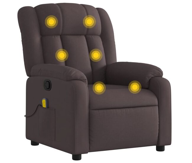Sillón de masaje reclinable - sillón relax de tela marrón oscuro