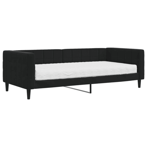 Sofá-cama, Sofá conversível com colchão 90x200 cm veludo preto