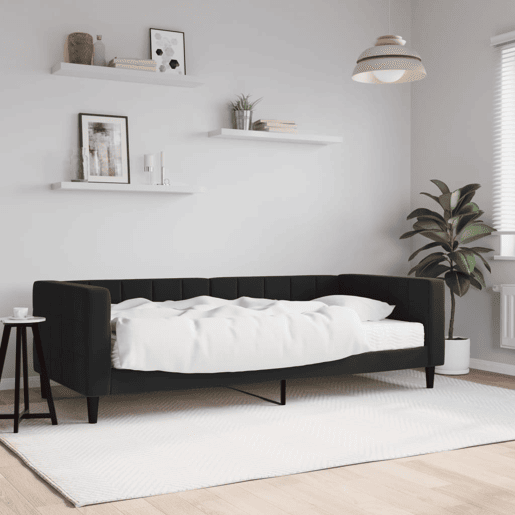 Sofá-cama, Sofá conversível com colchão 90x200 cm veludo preto