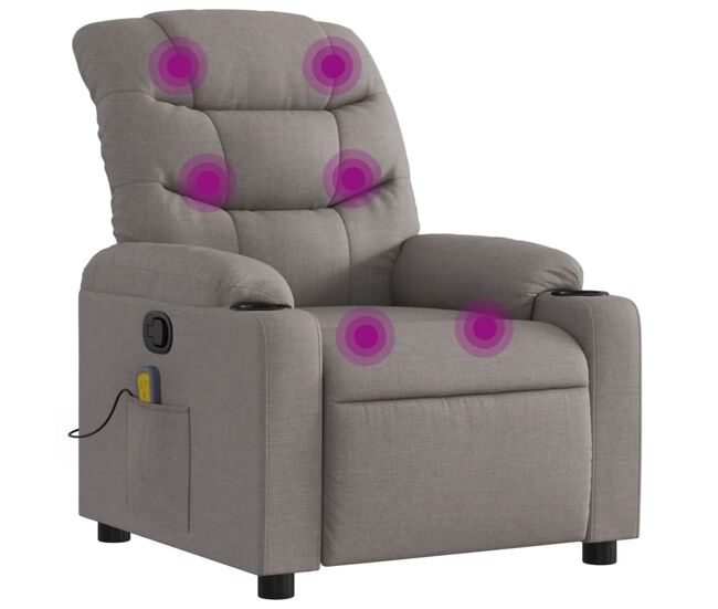 Sillón de masaje reclinable - sillón relax de tela gris taupé