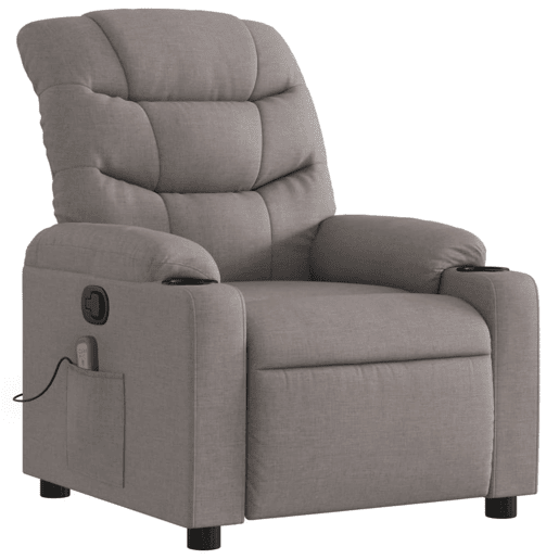Poltrona de massagens reclinável - Poltrona relax tecido cinzento-acastanhado