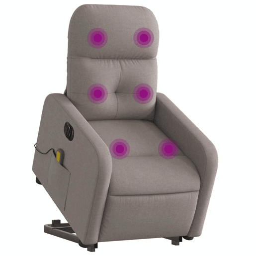 Poltrona elétrica elevatória massagens - Poltrona relax tecido cinza-acastanhado