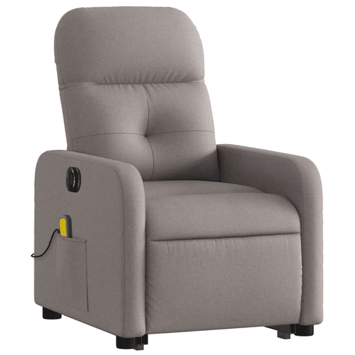Poltrona elétrica elevatória massagens - Poltrona relax tecido cinza-acastanhado
