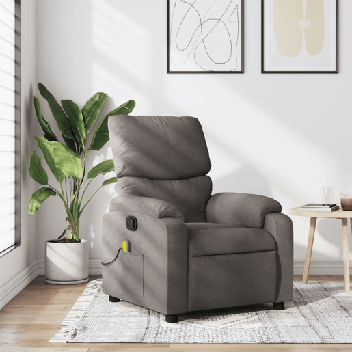 Poltrona de massagens reclinável - Poltrona relax tecido cinzento-acastanhado