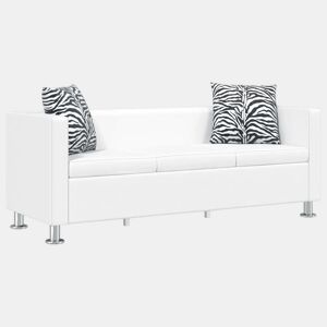 Sofá de 3 lugares - Sofá fixo couro artificial branco
