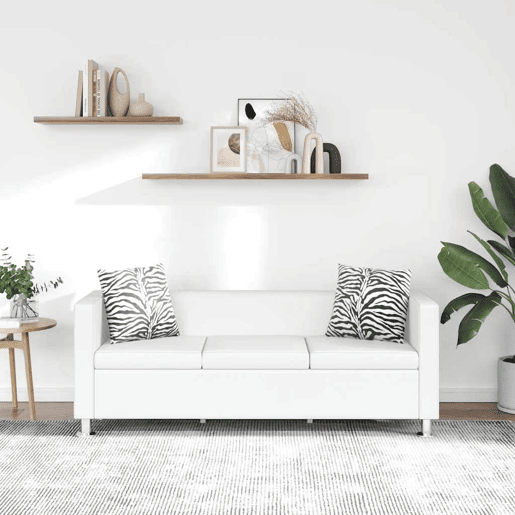 Sofá de 3 lugares - Sofá fixo couro artificial branco Sofá de 3 lugares - Sofá fixo couro artificial branco