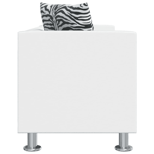 Sofá de 3 lugares - Sofá fixo couro artificial branco Sofá de 3 lugares - Sofá fixo couro artificial branco