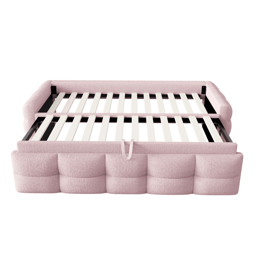 Sofá-cama 90180x190 cm - Puffbett, com estrado de ripas, multifuncional, rosa