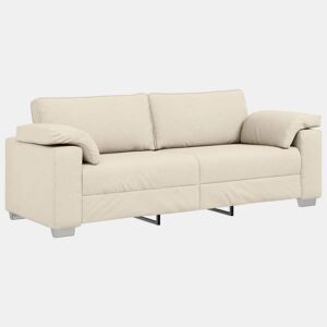 Sofá 3 lugares, Sofá fixo Bege 219 x 77 x 82 cm Tecido de mistura de linho