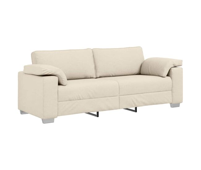 Sofá 3 plazas - Sofá De Salón Beige 219 x 77 x 82 cm Tejido mezcla de lino