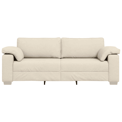 Sofá 3 lugares, Sofá fixo Bege 219 x 77 x 82 cm Tecido de mistura de linho Sofá 3 lugares, Sofá fixo Bege 219 x 77 x 82 cm Tecido de mistura de linho