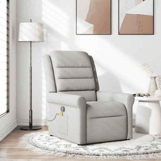 Cadeira de massagem reclinável - Poltrona relax tecido cinzento