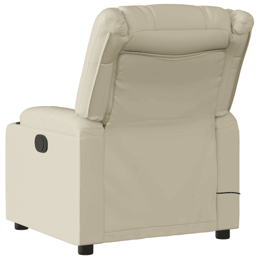 Poltrona massagens reclinável - Poltrona relax elétrica couro artificial creme