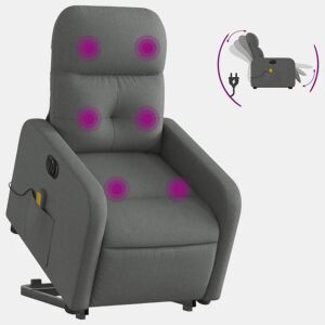 Poltrona elétrica elevatória massagens - Poltrona relax tecido cinzento-escuro