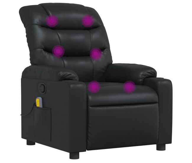 Sillón de masaje reclinable - sillón relax cuero sintético negro