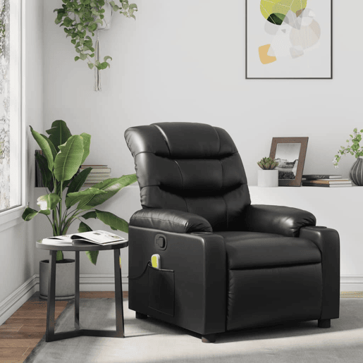 Poltrona de massagens reclinável - Poltrona relax couro artificial preto