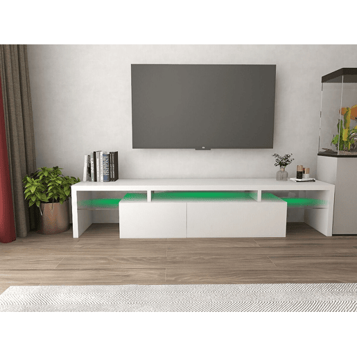 Móvel TV LED lacado Tina - 187,5 x 34 x 38 cm - Branco
