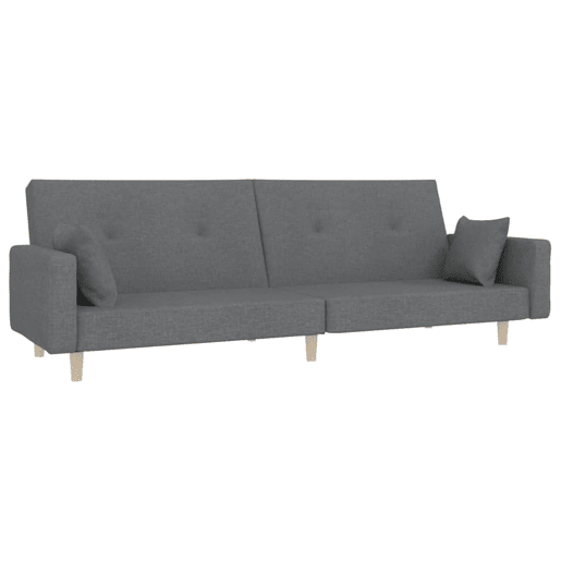 Sofá-cama, Sofá conversível 2 lugares com duas almofadas tecido cinzento-claro