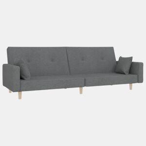 Sofá-cama, Sofá conversível 2 lugares com duas almofadas tecido cinzento-claro