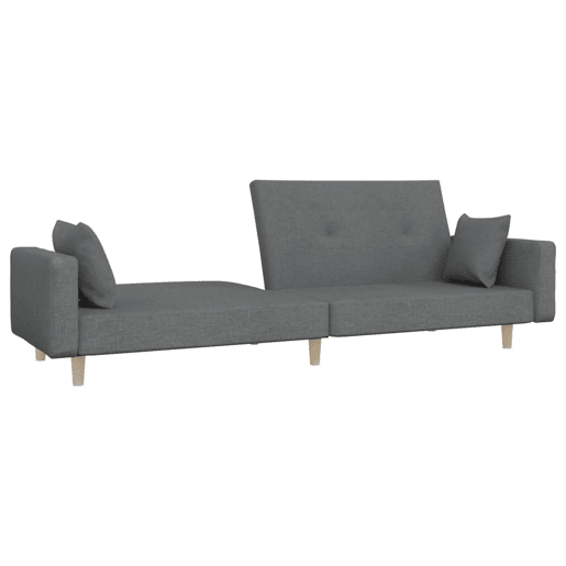 Sofá-cama, Sofá conversível 2 lugares com duas almofadas tecido cinzento-claro