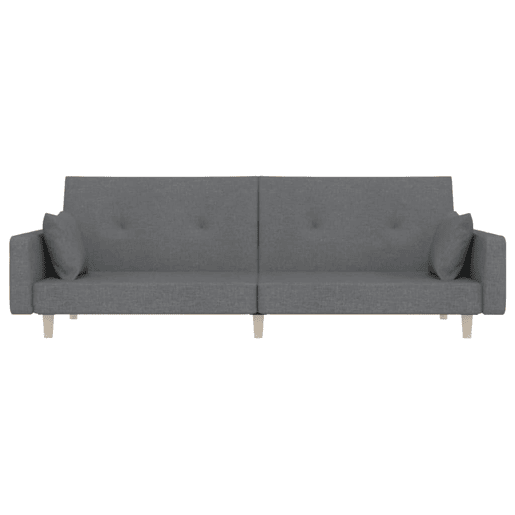 Sofá-cama, Sofá conversível 2 lugares com duas almofadas tecido cinzento-claro