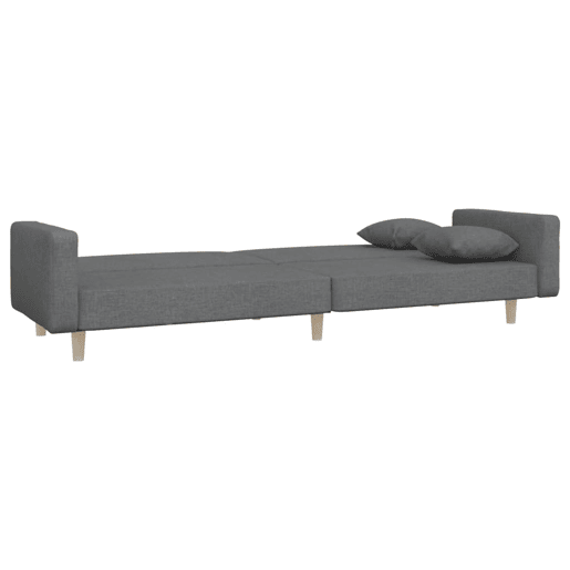 Sofá-cama, Sofá conversível 2 lugares com duas almofadas tecido cinzento-claro