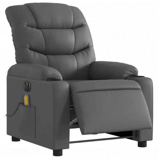 Poltrona massagens reclinável - Poltrona relax elétrica couro artif. cinzento