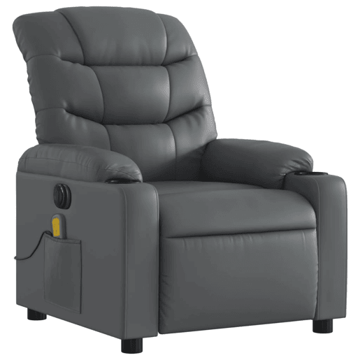 Poltrona massagens reclinável - Poltrona relax elétrica couro artif. cinzento