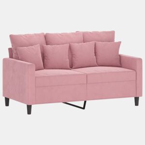 Sofá de 2 lugares - Sofá fixo veludo 120 cm rosa
