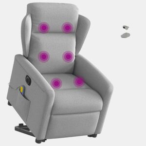 Poltrona elétrica elevatória massagens - Poltrona relax tecido cinzento-nublado